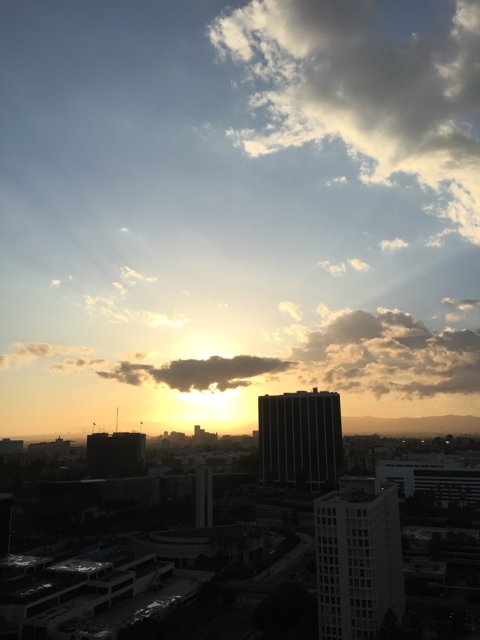 Sunset over Los Angeles Skyline