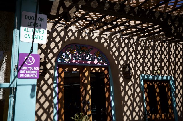 Lattice Shadows on Southwest Adobe Patio Architecture