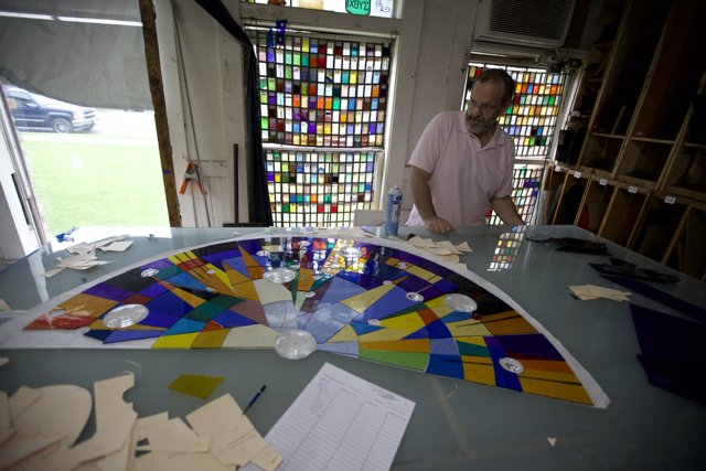 Crafting Stained Glass: Man at Work