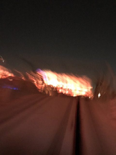 Blurred Flames on the Freeway