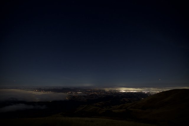 City Lights Glowing Beneath Fog From Mount Diablo