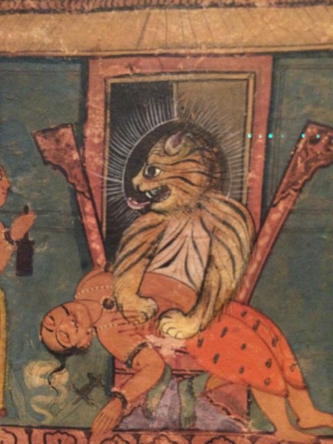 Ancient Painting of a Tiger and a Woman