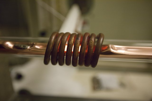 Coiled Copper Wire with Red Light