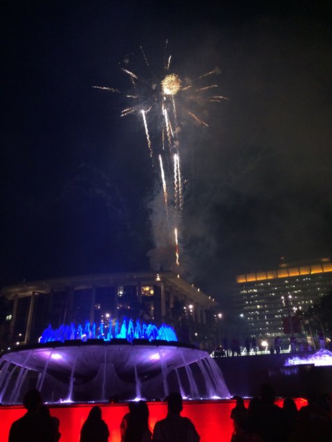 A Spectacular Show of Pyrotechnics over the Floating Fountain