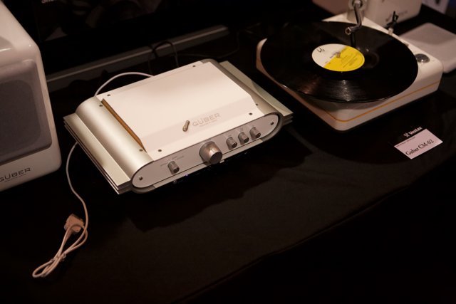 White Stereo with Record Player and Computer