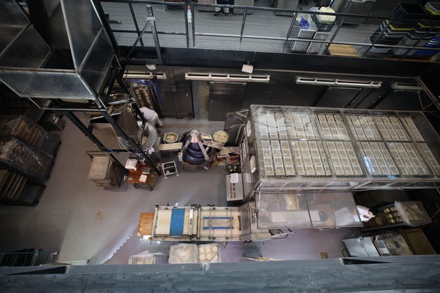 Aerial View of Commercial Bakery Production Floor