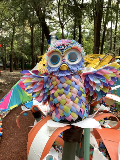 Colorful Owl Statue in the Park