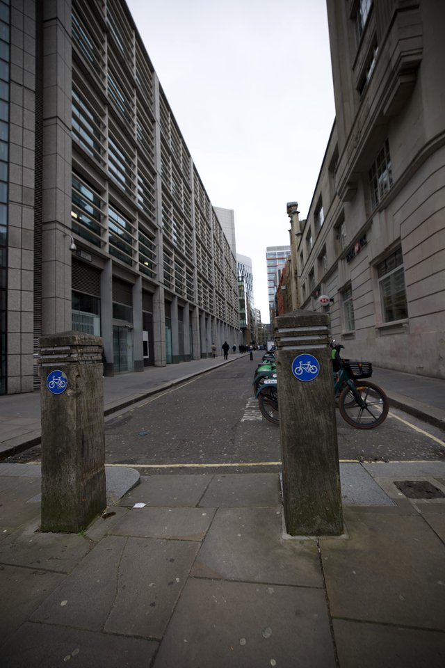 Urban Cycling Lane on Overcast London Street
