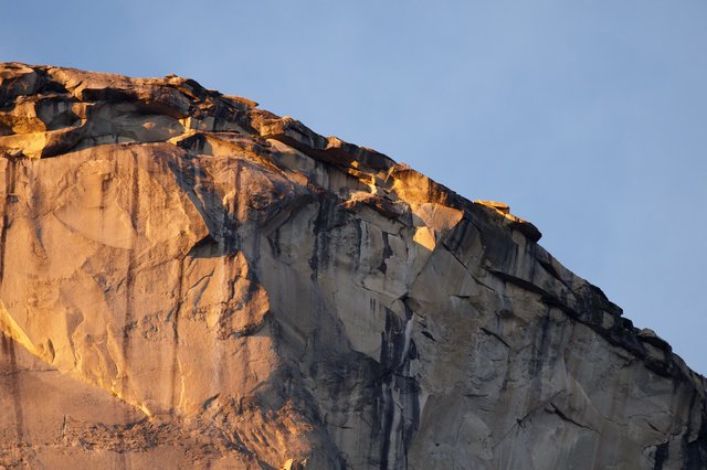 Golden Hour Light on Weathered Rock Face