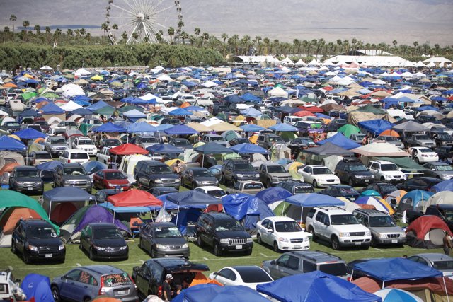 A Sea of Cars and Tents at Coachella