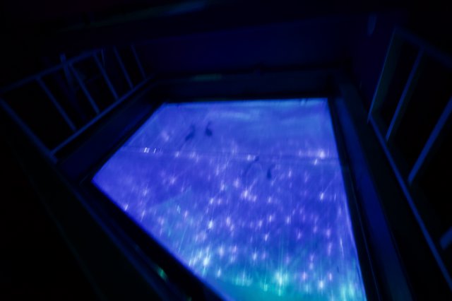 Ethereal Blue Light Installation in Darkened Gallery