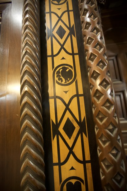 Intricate Woodwork Detail on Temple Door