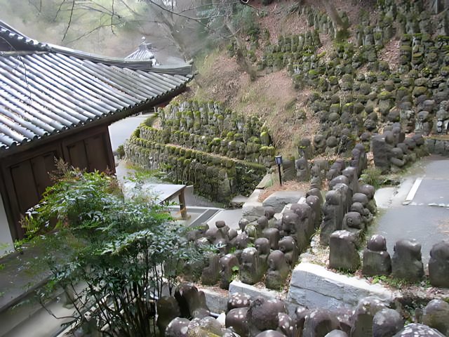 Tranquil Temple with Stone Statues