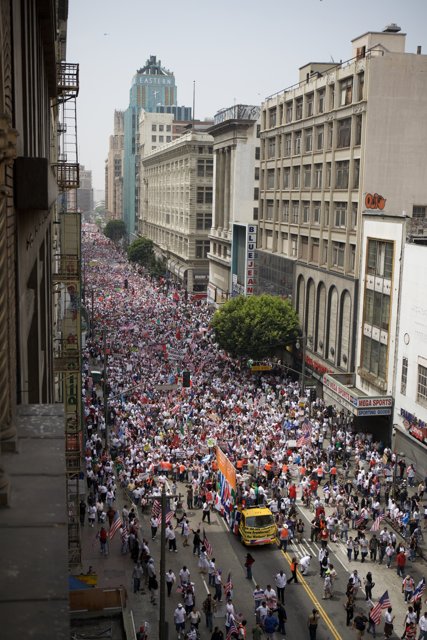 Massive Crowd Marches Through Metropolis