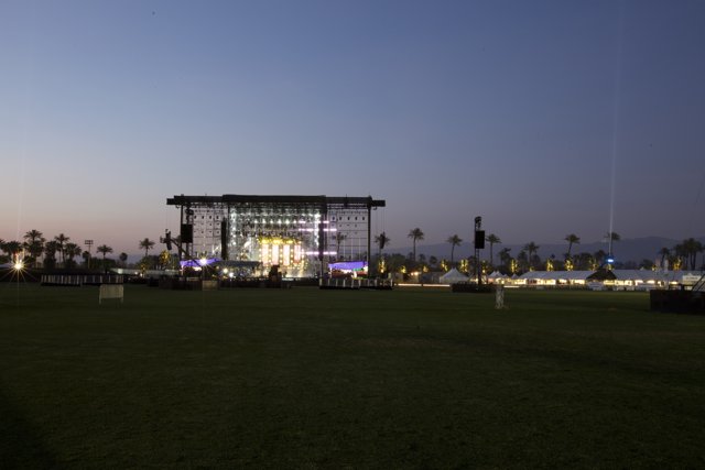 A Stage in the Field at Dusk