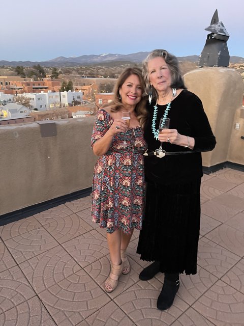 Two Women Toasting to the Blue Sky in Santa Fe