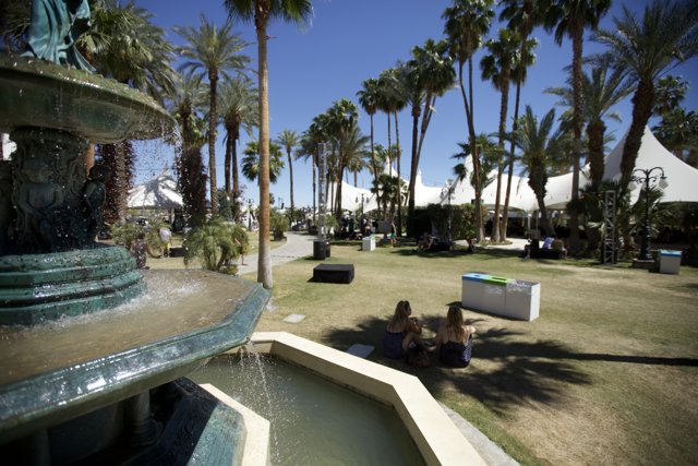 Relaxing by the Fountain at Coachella