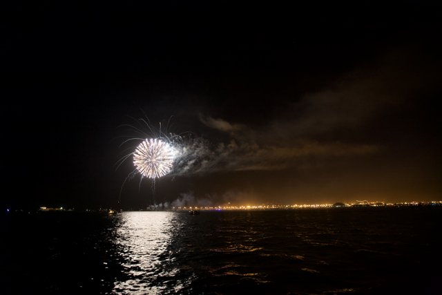Explosive Nighttime Celebration on the Lake