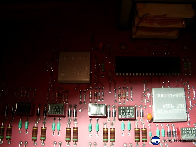 Vintage Circuit Board with Electronic Components