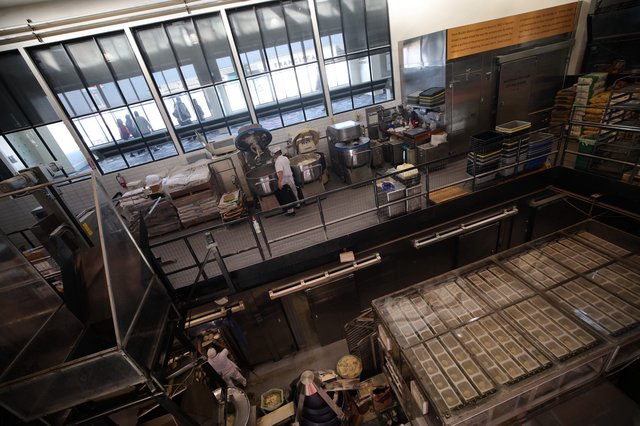 Industrial Chocolate Factory Production Floor from Above