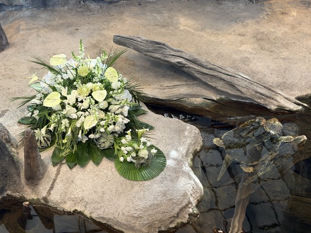 Memorial Floral Arrangement by Natural Water Feature