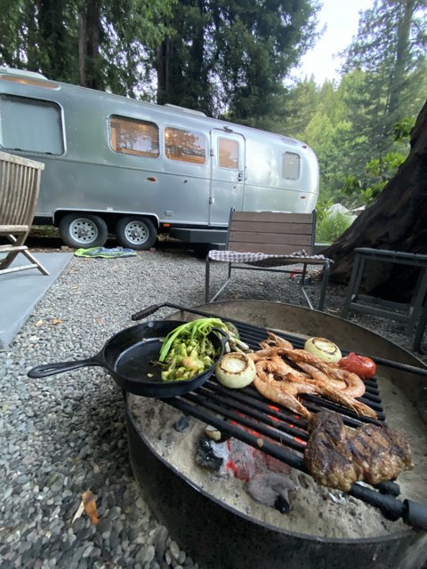 Airstream Camping with Delicious Grilling- Guerneville, California
