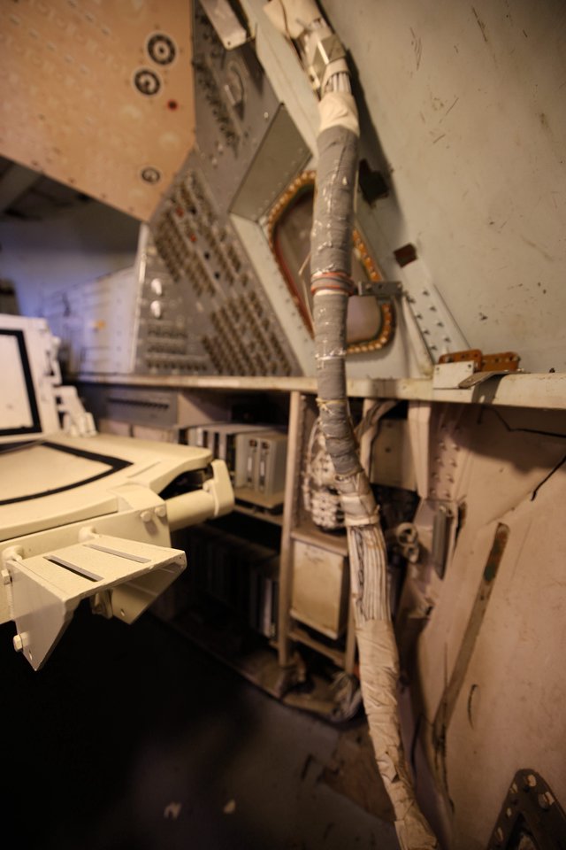 Cramped Command Module Interior of USS Hornet