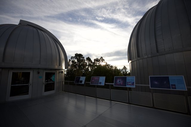 Observatory Domes at Twilight with Educational Displays