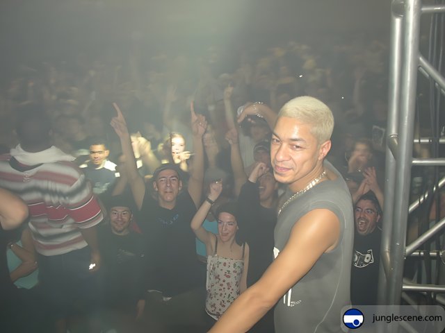 White-Haired Man in a Night Club Crowd