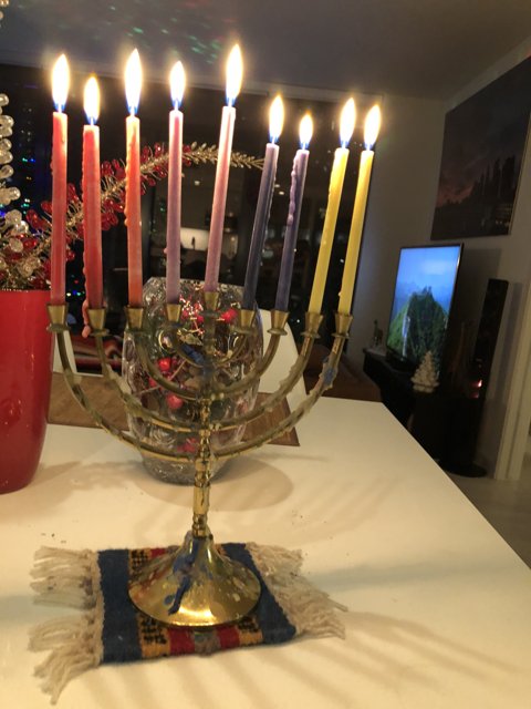 Festive Hanukkah Menorah with Five Candles