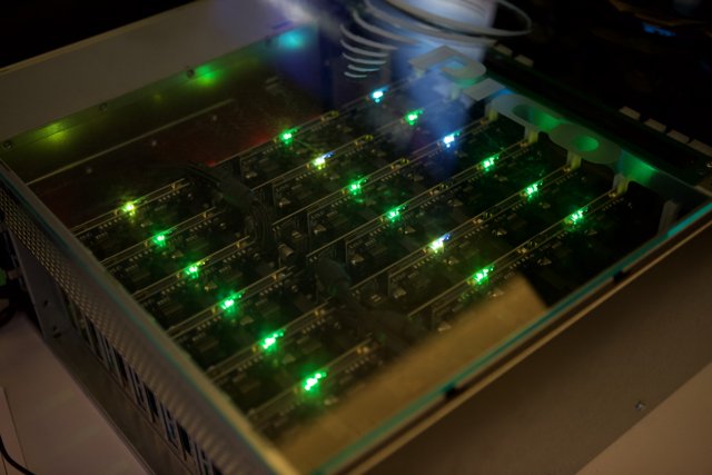 Sleek Green LEDs on a Computer