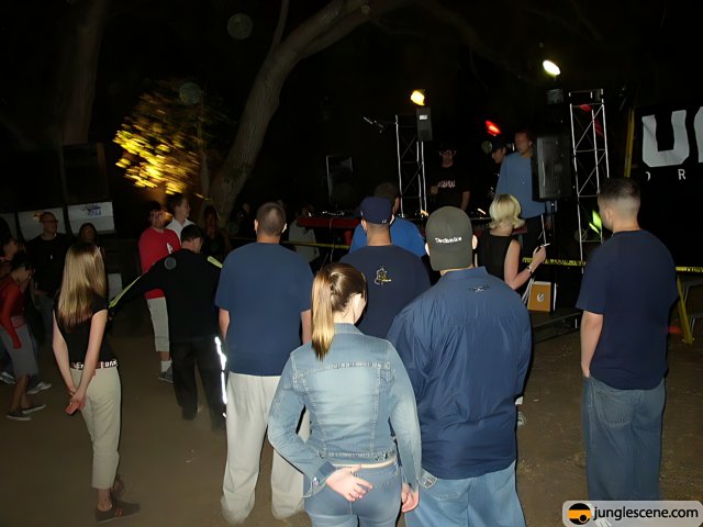 Nighttime Crowd Gathering for an Outdoor Concert