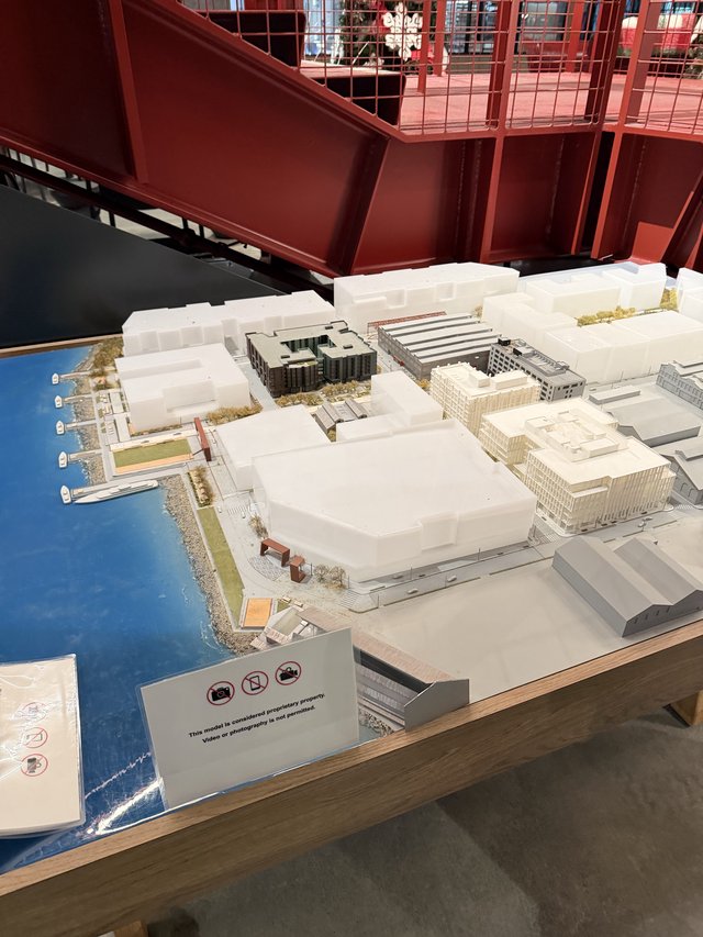 Architectural Scale Model in Red Grid Atrium Gallery