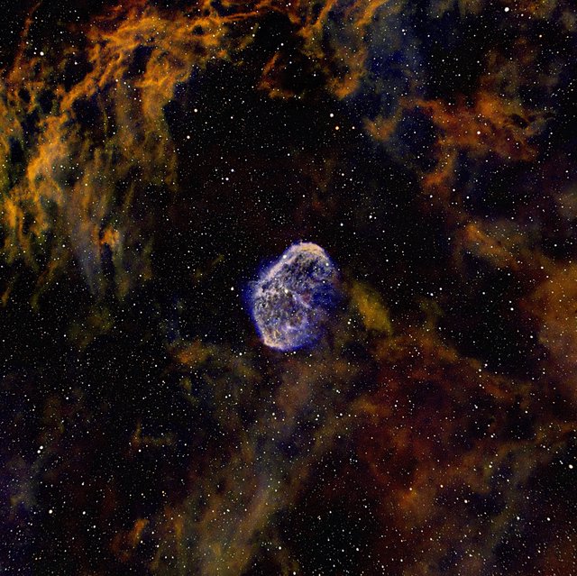 NGC 6888 Crescent Nebula in SHO Narrowband Palette
