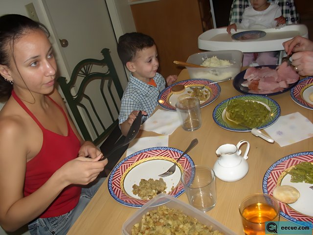 Family dining at home