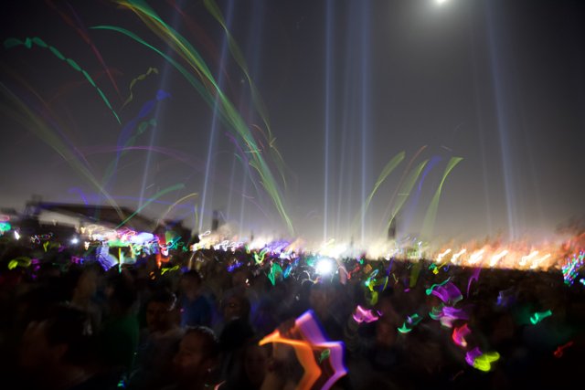 Colorful Night Crowd at Coachella