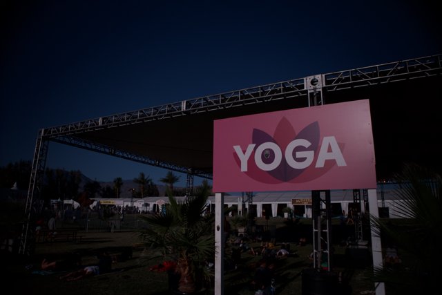 Yoga Sign Amongst Palms and Sky