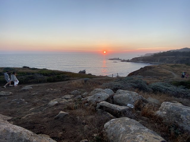 Sunset stroll along the rugged coast