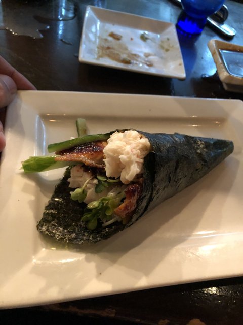 Asparagus Wrap on a White Plate