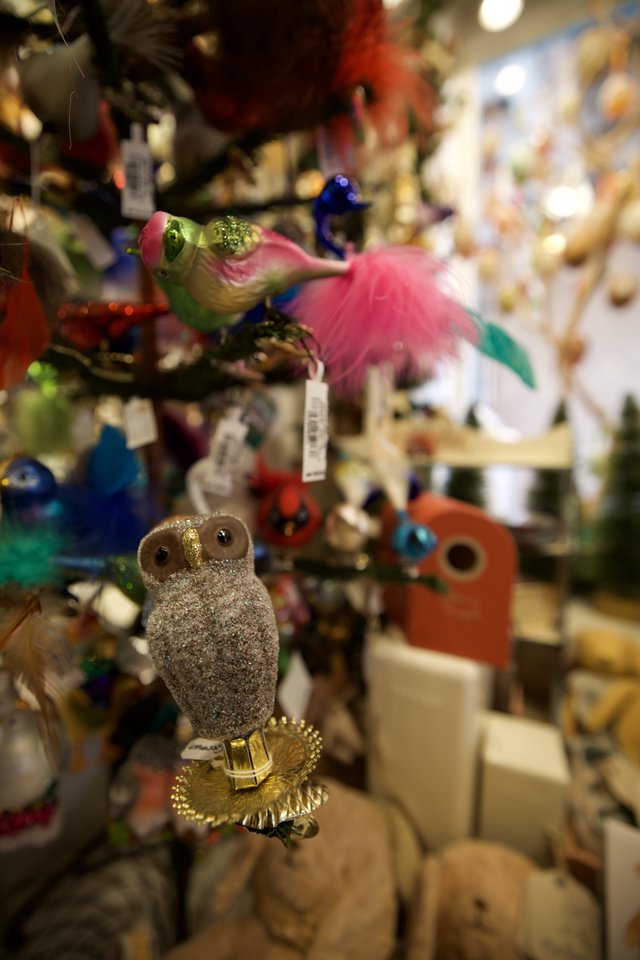 Glittering Bird Ornaments in Santa Fe Gift Shop