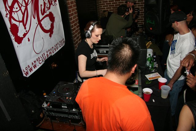 Party DJ rocks the headphones