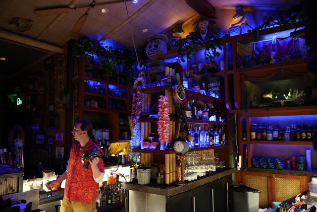 Blue Lights and Beverages at the Disneyland Hotel Bar