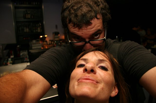Playful Bar Moment Between Two Friends in 2005