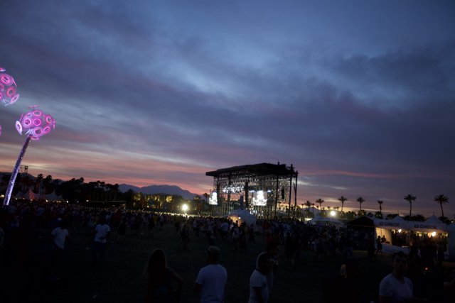 Silhouette Crowd at Sunset Concert