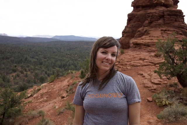 Smiling Hiker Amid Sedona's Red Rock Formations