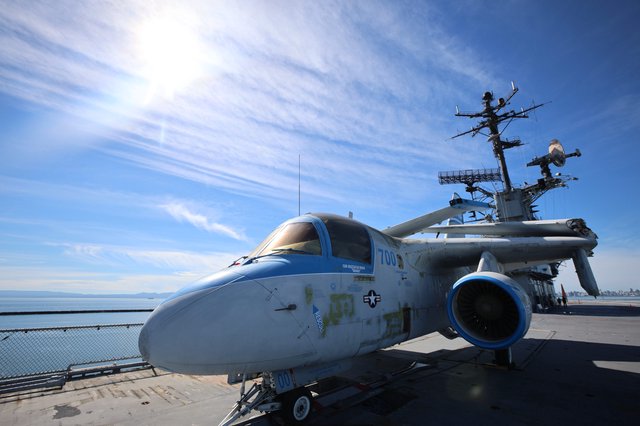Naval Fighter Jet on USS Hornet Flight Deck