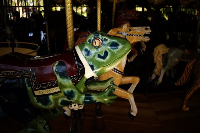 Spirited Spin on a Frog-adorned Carousel
