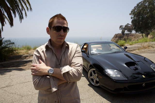 Maurice Compte with his Ferrari
