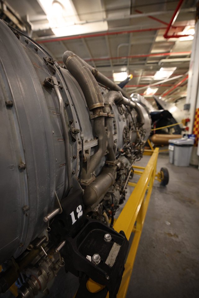 Aircraft Engine Maintenance in USS Hornet Workshop
