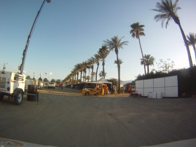 Palm-lined Street with a Truck